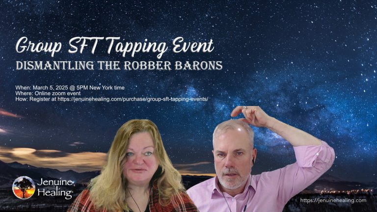 Thumbnail image for the Dismantling the Robber Barons group SFT tapping event featuring Jen Ward and Marvin Schneider