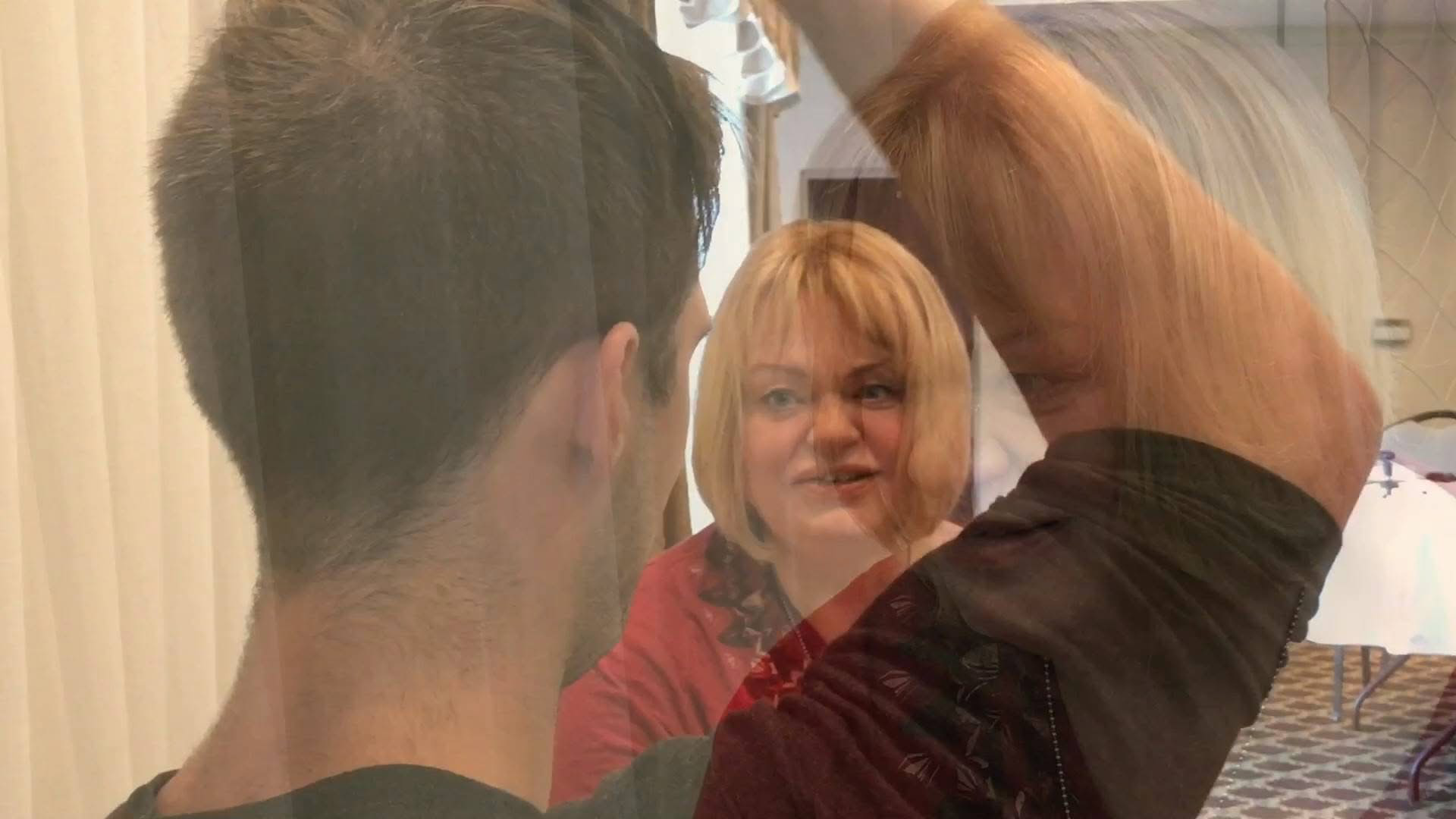 Funky superimposed photo of Jen Ward and client doing SFT tapping