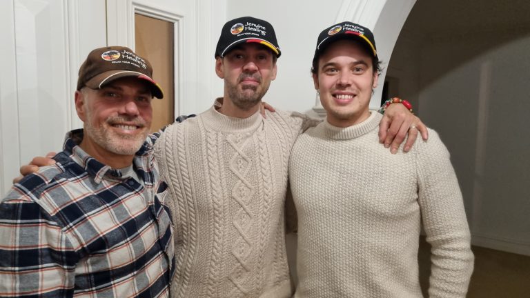 Photo of Marvin Schneider with two guests that came over for dinner