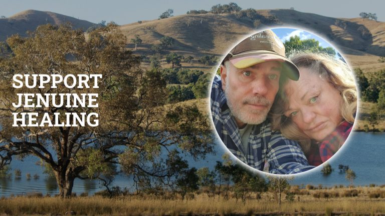 Thumbnail image of the Support Jenuine Healing product catalog featuring Jen Ward and Marvin Schneider on Australian bush scene background